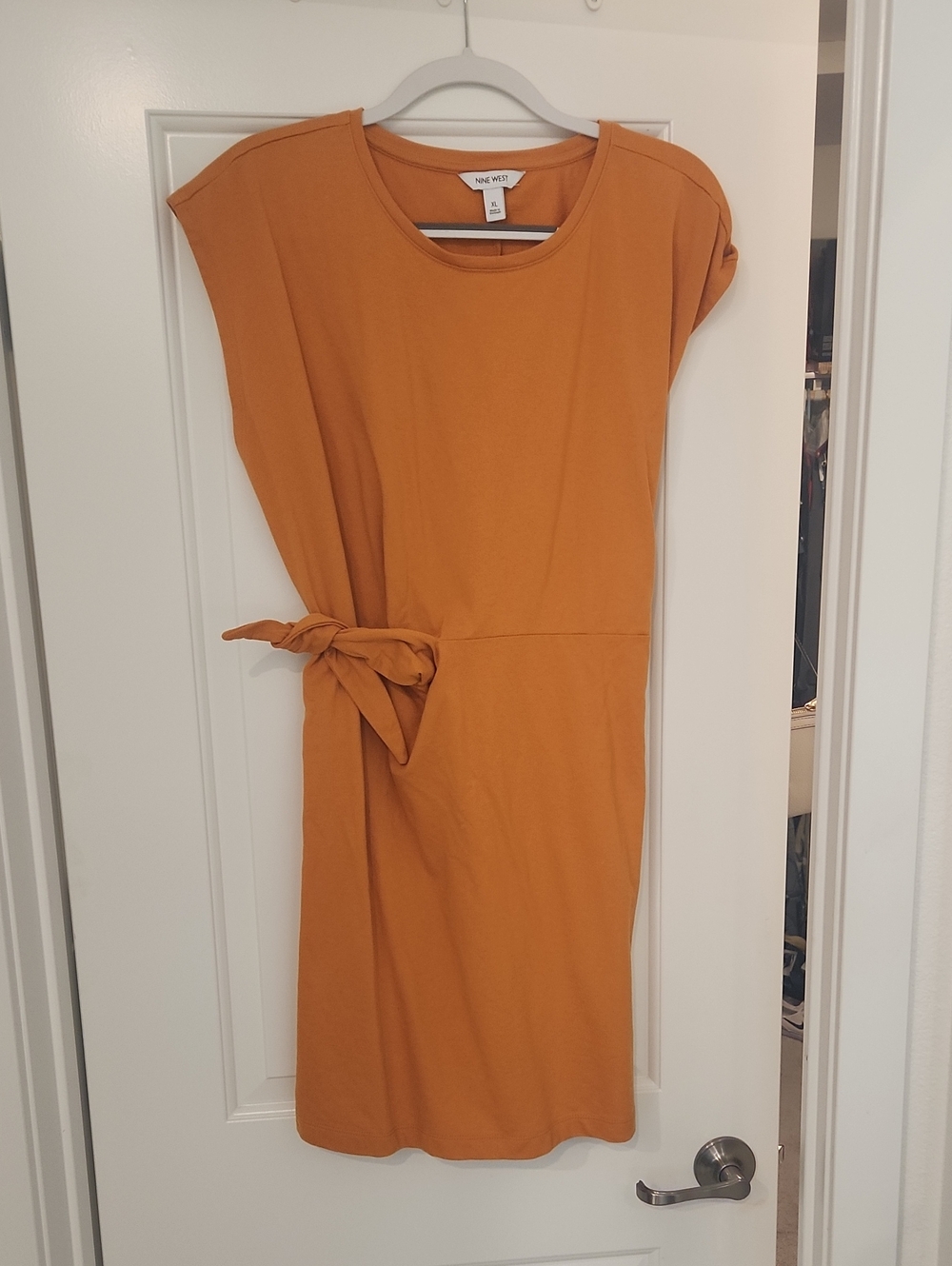 Nine West Rust Tie-Waist Midi Dress